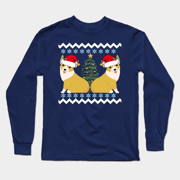Cute Christmas Corgi Santa Long Sleeve T-Shirt by epiclovedesigns